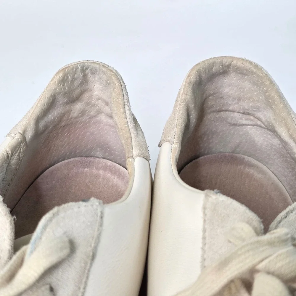 Clae Los Angeles Men's 14 Leather Suede Low Top Sneakers White Cream Shoes 48 EU